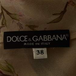 Pre Owned Dolce & Gabbana Beige Floral Print Chiffon Sheer Top S