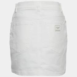 Pre Owned تنورة ميني دولتشي آند غابانا دينيم أبيض مقاس متوسط - ميديوم/محيط الخصر 28 بوصة