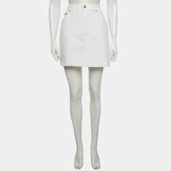 Pre Owned تنورة ميني دولتشي آند غابانا دينيم أبيض مقاس متوسط - ميديوم/محيط الخصر 28 بوصة