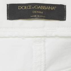 Pre Owned تنورة ميني دولتشي آند غابانا دينيم أبيض مقاس متوسط - ميديوم/محيط الخصر 28 بوصة