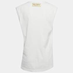 Pre Owned Dolce & Gabbana White Printed Jersey Oversized T-Shirt XS