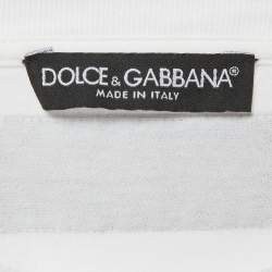 Pre Owned Dolce & Gabbana White Printed Jersey Oversized T-Shirt XS