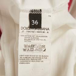 Pre Owned Dolce & Gabbana White Printed Jersey Oversized T-Shirt XS