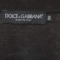 Pre Owned Dolce & Gabbana Black Cotton Knit Logo Detail T-Shirt XL
