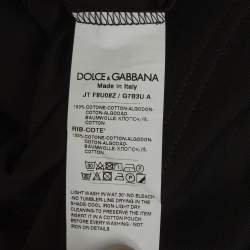 Pre Owned Dolce & Gabbana Black Cotton Knit Logo Detail T-Shirt XL