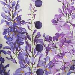 Pre Owned Dolce & Gabbana White Wisteria Print Silk Blend Vest S