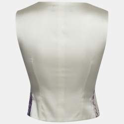 Pre Owned Dolce & Gabbana White Wisteria Print Silk Blend Vest S