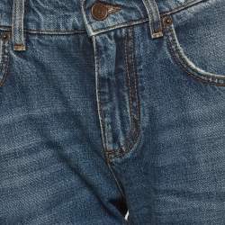 مملوكة مسبقًا بنطلون جينز دينيم أزرق برقعة قلب باروك دولتشي أند غابانا مقاس صغير قياس الخصر ٢٩ بوصة