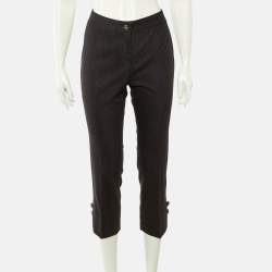 Pre Owned Dolce & Gabbana Charcoal Grey Wool Cropped Trousers S