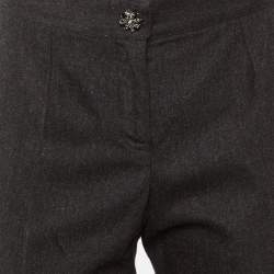 Pre Owned Dolce & Gabbana Charcoal Grey Wool Cropped Trousers S
