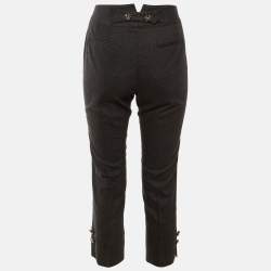 Pre Owned Dolce & Gabbana Charcoal Grey Wool Cropped Trousers S