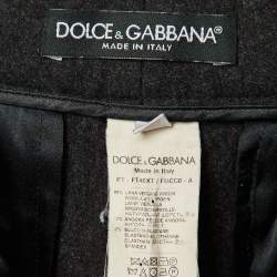 Pre Owned Dolce & Gabbana Charcoal Grey Wool Cropped Trousers S