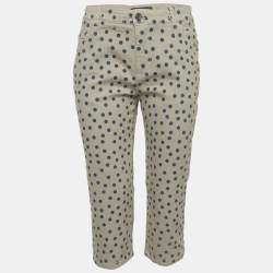 Pre Owned بنطلون سابرينا كابري دنيم منقط رمادي دولتشي أند غابانا مقاس صغير (سمول)