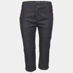 مملوكة مسبقًا بنطلون دولتشي آند غابانا دنيم أزرق كابري مقاس صغير/خِصر 28 بوصة