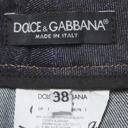 مملوكة مسبقًا بنطلون دولتشي آند غابانا دنيم أزرق كابري مقاس صغير/خِصر 28 بوصة