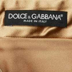 Pre Owned Dolce & Gabbana Yellow Chrome Satin Pencil Skirt M