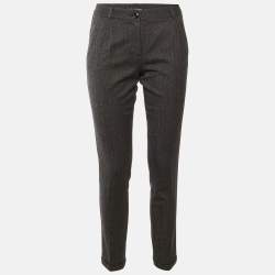 Pre Owned Dolce & Gabbana Charcoal Grey Wool Slim Fit Trousers S