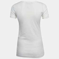 Pre Owned تي شيرت دولتشي أند غابانا أبيض بورتوفينو حصري طباعة جيرسي مقاس صغير جداً (اكس سمول)