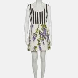 Pre Owned Dolce & Gabbana White/Black Printed Cotton Mini Dress M