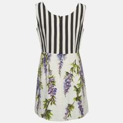 Pre Owned Dolce & Gabbana White/Black Printed Cotton Mini Dress M