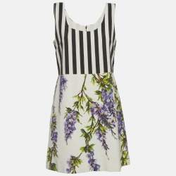 Pre Owned Dolce & Gabbana White/Black Printed Cotton Mini Dress M