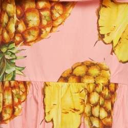 Pre Owned Dolce & Gabbana Pink Pineapple Print Cotton Tiered Mini Dress L