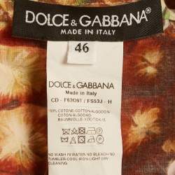 Pre Owned Dolce & Gabbana Pink Pineapple Print Cotton Tiered Mini Dress L
