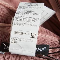 Pre Owned Dolce & Gabbana Light Pink Tulle Ruched Bodycon Dress XS