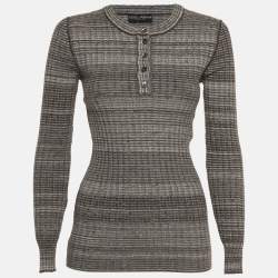 مملوكة مسبقًا Dolce & Gabbana Grey Rib Knit Henley Neck Jumper S