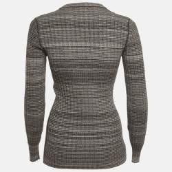 Pre Owned Dolce & Gabbana Grey Rib Knit Henley Neck Jumper S