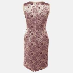 مملوكة مسبقًا فستان دولتشي أند غابانا بدون أكمام بروكيد زهري متوسط الطول مقاس وسط