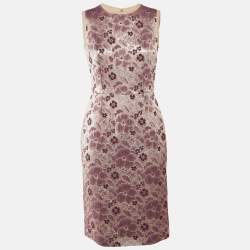 مملوكة مسبقًا فستان دولتشي أند غابانا بدون أكمام بروكيد زهري متوسط الطول مقاس وسط