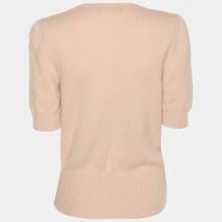 Pre Owned Dolce & Gabbana Beige Knit Cashmere Top S