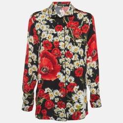 Pre Owned Dolce & Gabbana Multicolour Floral Print Crepe Long Sleeve Shirt M