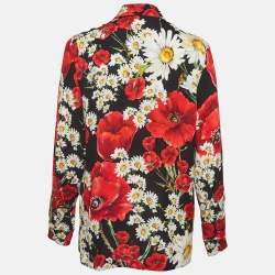 Pre Owned Dolce & Gabbana Multicolour Floral Print Crepe Long Sleeve Shirt M