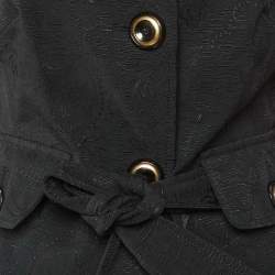 Pre Owned Dolce & Gabbana Black Patterned Cotton Button Front Belted Jacket M