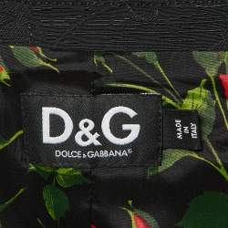 Pre Owned Dolce & Gabbana Black Patterned Cotton Button Front Belted Jacket M