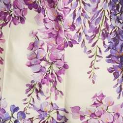 مملوكة مسبقًا بنطلون دولتشي آند غابانا حرير مزيج بطبعة الوستارية متعدد الألوان بخصر عالي مقاس صغير - سمول