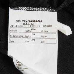 Pre Owned Dolce & Gabbana Black Leopard Print Satin and Jersey Top S