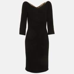 Pre Owned Dolce & Gabbana Black Crepe Sheath Dress M