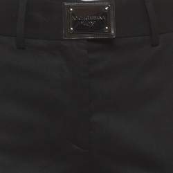 مملوكة مسبقًا Dolce & Gabbana Black  Logo Plaque Flannel Flare Trousers S