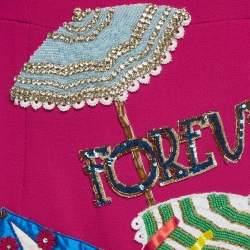 Pre Owned Dolce & Gabbana Pink Embellished Crepe Sheath Dress S