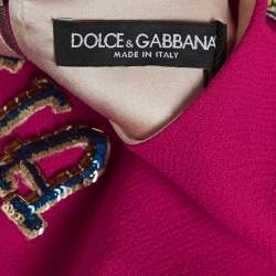 Pre Owned Dolce & Gabbana Pink Embellished Crepe Sheath Dress S