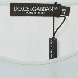 Pre Owned قميص حرير مط بوع أبيض دولتشي أند غابانا x جيمس دين مقاس صغير (سمول)