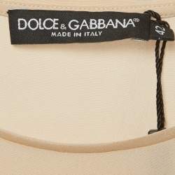 Pre Owned ```json
{"name_ar": "توب دولتشي أند غابانا × مارلين مونرو حرير مطبوع بيج مقاس متوسط"}
```