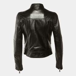 Pre Owned Dolce & Gabbana Black Leather Biker Jacket M