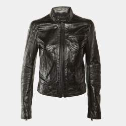 Pre Owned Dolce & Gabbana Black Leather Biker Jacket M