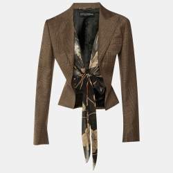 Pre Owned Dolce & Gabbana Brown Wool & Silk Tie Detail Blazer S