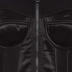 مملوكة مسبقًا Dolce & Gabbana Black Neoprene Bustier Detail Hooded Jacket S