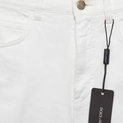 مملوكة مسبقًا Dolce & Gabbana White Denim Fit Jeans S/Waist 26"